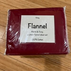 BRAND NEW Burgundy Flannel King Sheet Set